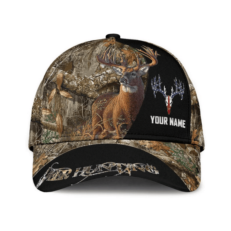 Adeenyc Personalized Deer Hunting Camo Cap, Custom Deer Hunting 3D Cap, Deer Hunting Classic Cap, Gift For Hunting Lovers Trucker Hats Custom Hats Gifts For Men & Women