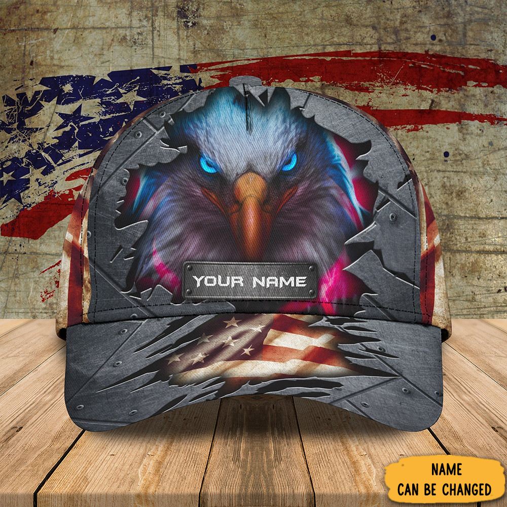 Adeenyc Personalized Eagle American Flag Hat Patriotic American Eagle Baseball Caps For Men Trucker Hats Custom Hats Gifts For Men & Women