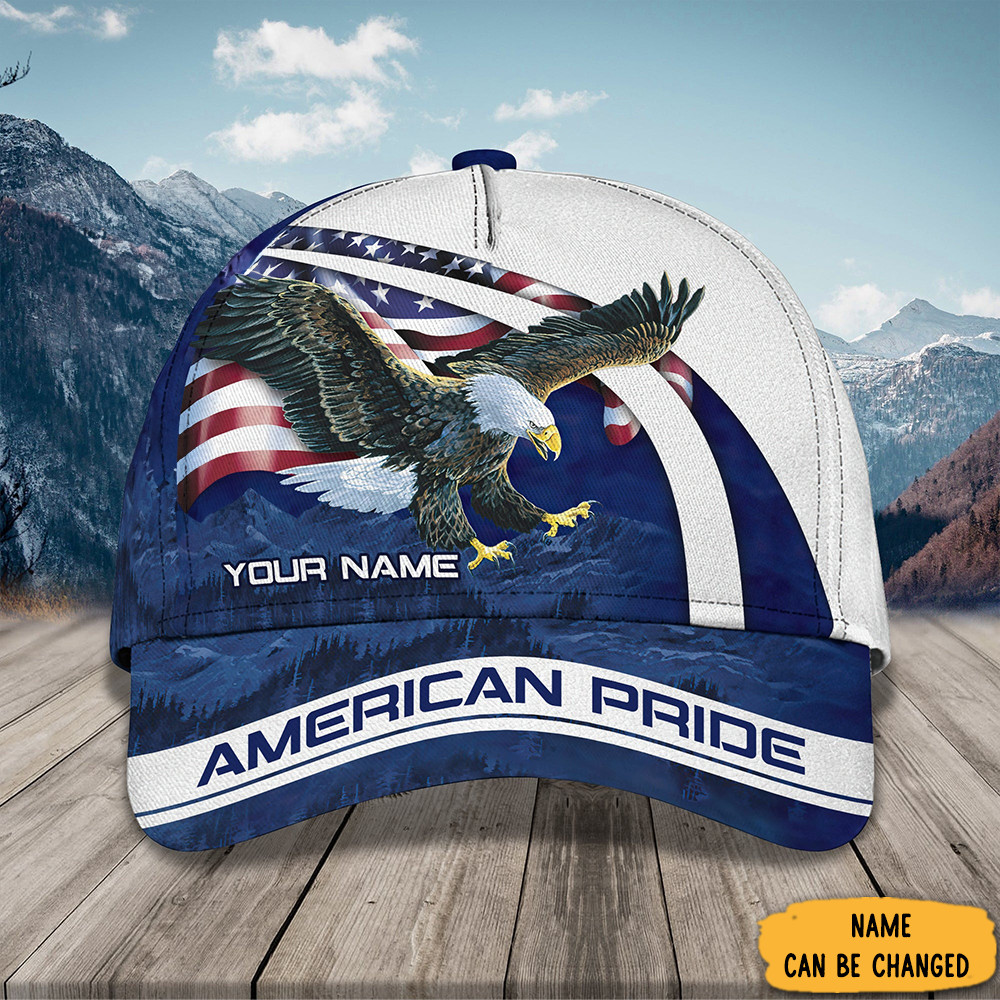 Adeenyc Personalized Eagle American Pride Hat Patriotic Baseball Caps Cool Gifts For Veterans Trucker Hats Custom Hats Gifts For Men & Women