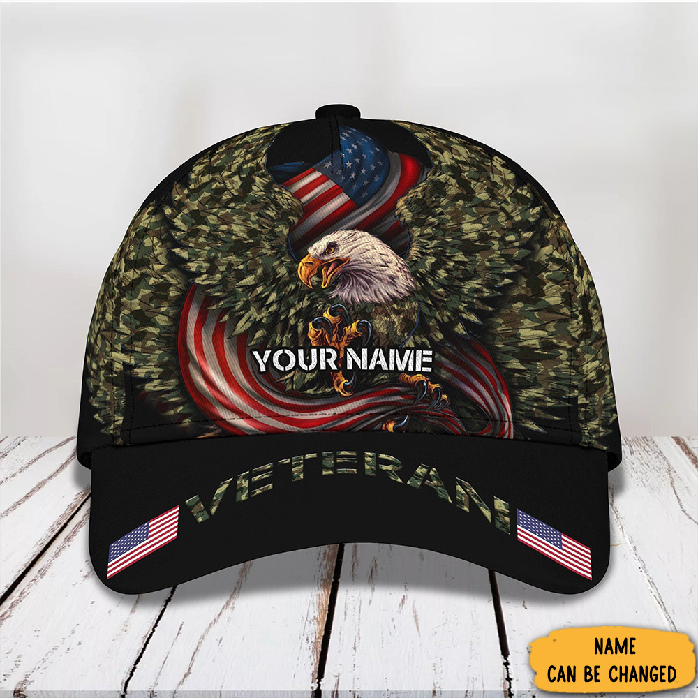 Adeenyc Personalized Eagle Veteran Hat American Flag Patriotic Veterans Day Church Gifts Trucker Hats Custom Hats Gifts For Men & Women