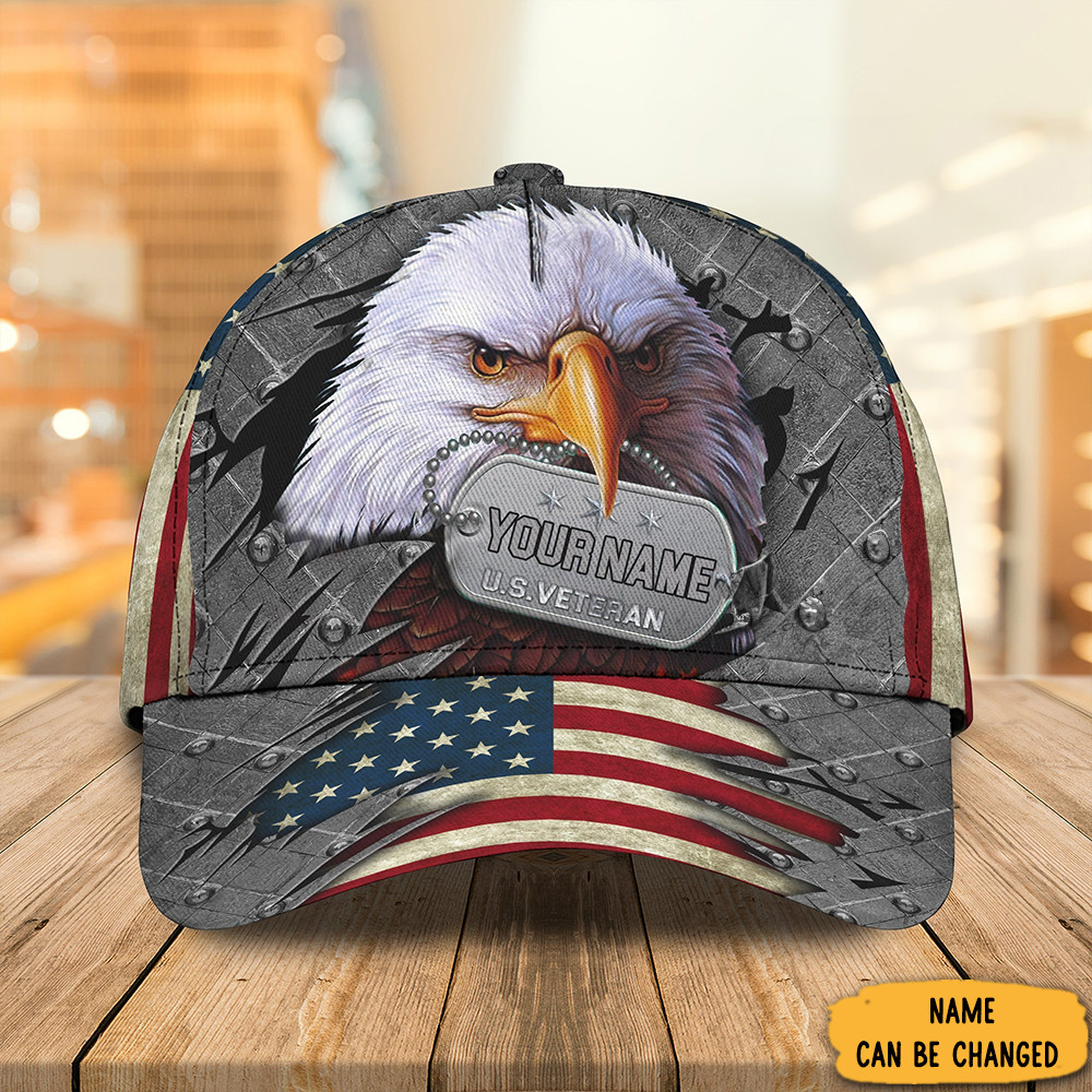 Adeenyc Personalized Eagle Veteran Hat American Flag Veterans Day Gift Ideas For Boyfriend Trucker Hats Custom Hats Gifts For Men & Women