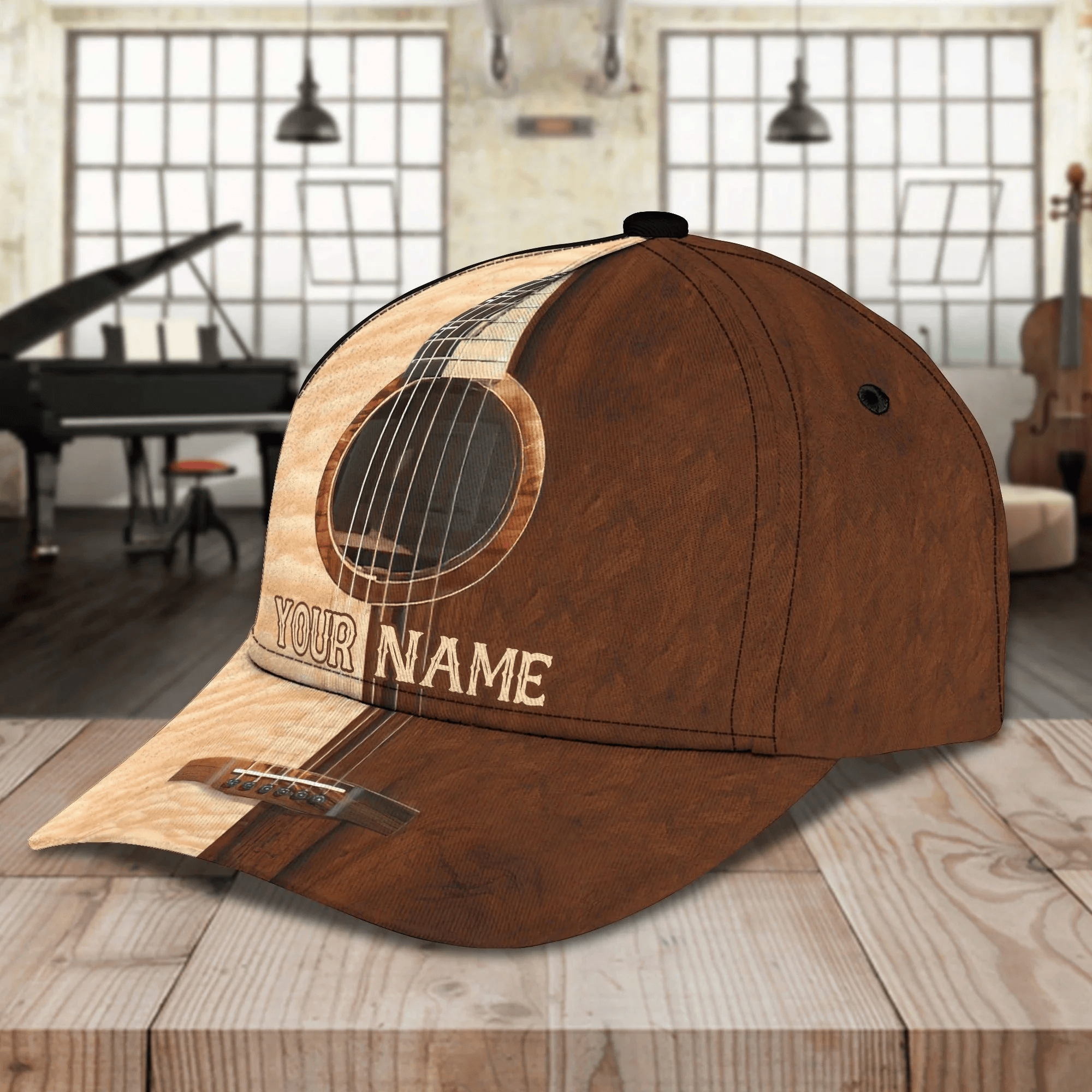 Adeenyc Personalized Guitar 3D Full Print Cap Hat For Musican, Guitarist, Music Is My Second Language, Music Lover Gift Trucker Hats Custom Hats Gifts For Men & Women