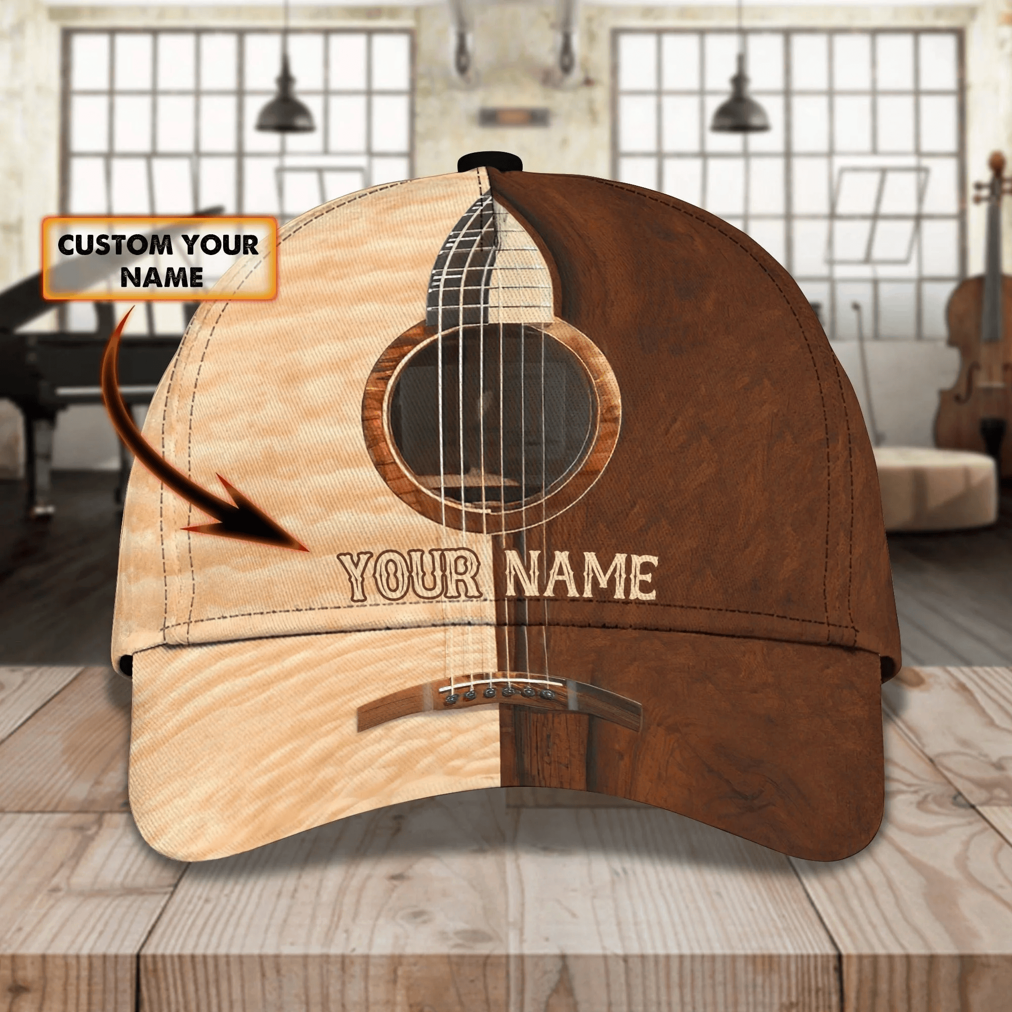 Adeenyc Personalized Guitar 3D Full Print Cap Hat For Musican, Guitarist, Music Is My Second Language, Music Lover Gift Trucker Hats Custom Hats Gifts For Men & Women
