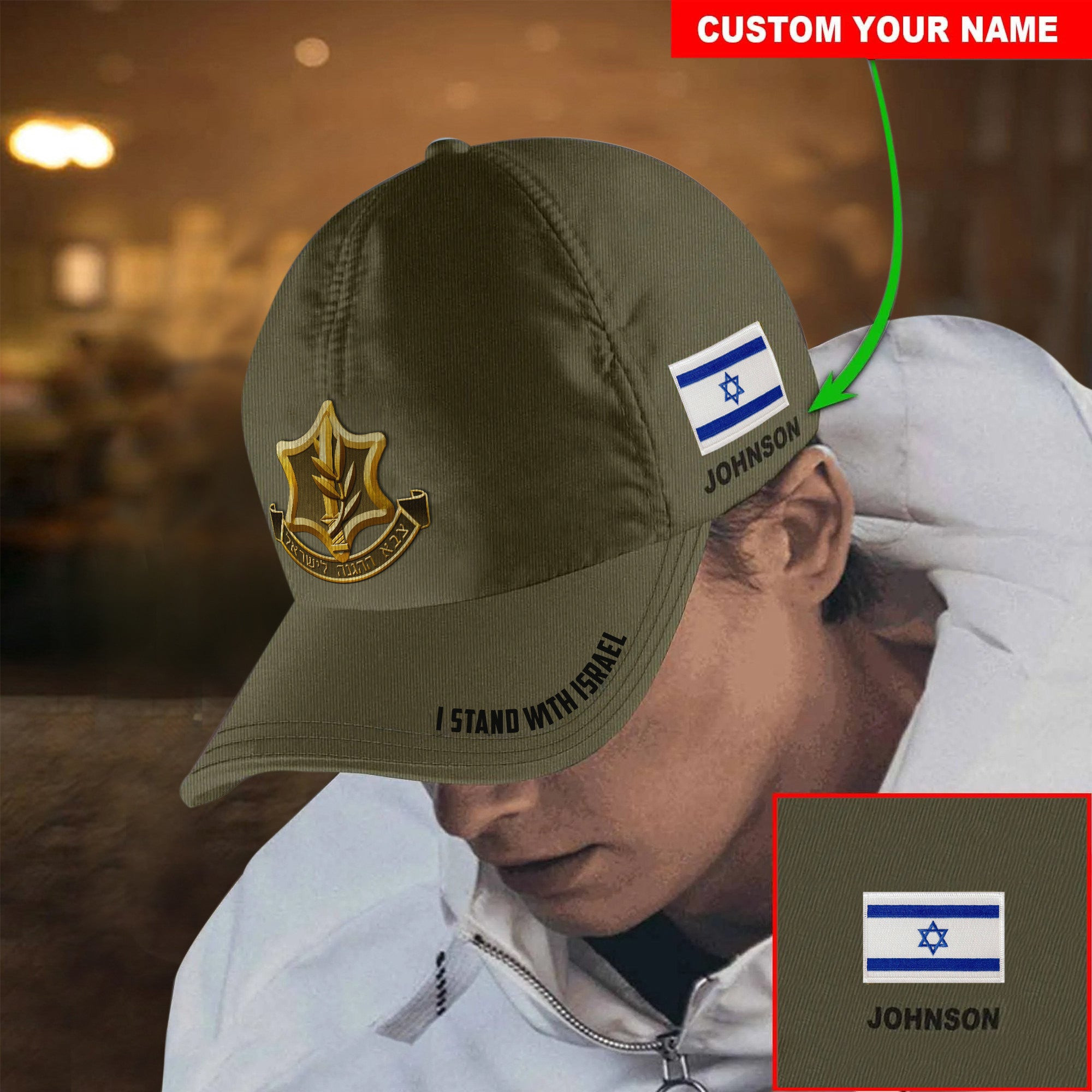 Adeenyc Personalized IDF Hat I Stand With Israel Hat Israel Defense Forces Cap Israeli Merchandise Trucker Hats Custom Hats Gifts For Men & Women