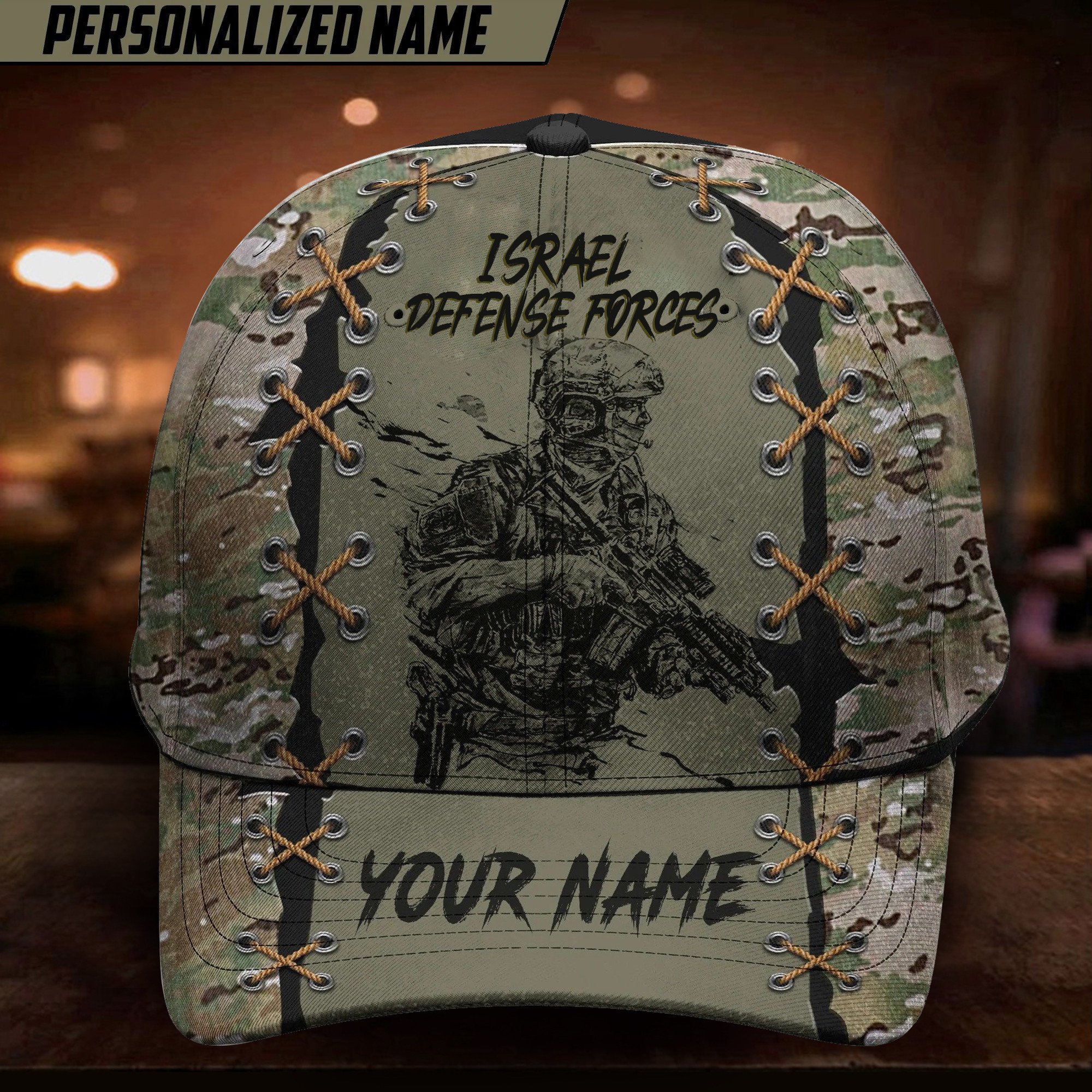 Adeenyc Personalized IDF Hat Israeli Army Hat Israel Defense Forces Camo Cap I Stand With Israel Merch Trucker Hats Custom Hats Gifts For Men & Women