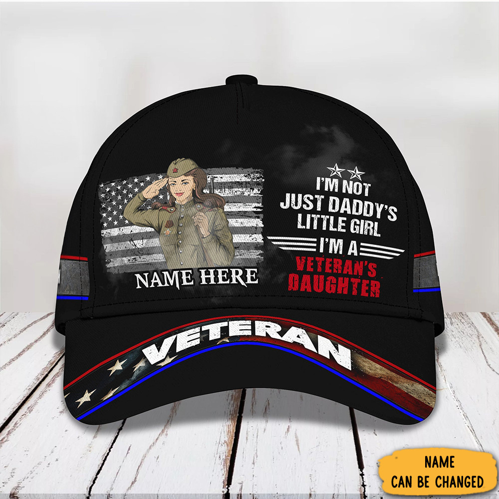 Adeenyc Personalized I'm A Veteran Daughter Hat Proud Daughter Of Veteran Gift Ideas Trucker Hats Custom Hats Gifts For Men & Women