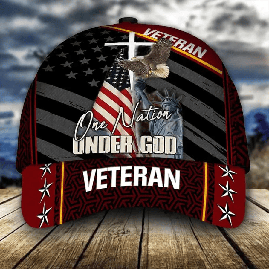 Adeenyc Personalized Jesus Cap, One Nation under God Veteran 3D Baseball Cap, 4th of July Veteran Hat for Him Trucker Hats Custom Hats Gifts For Men & Women