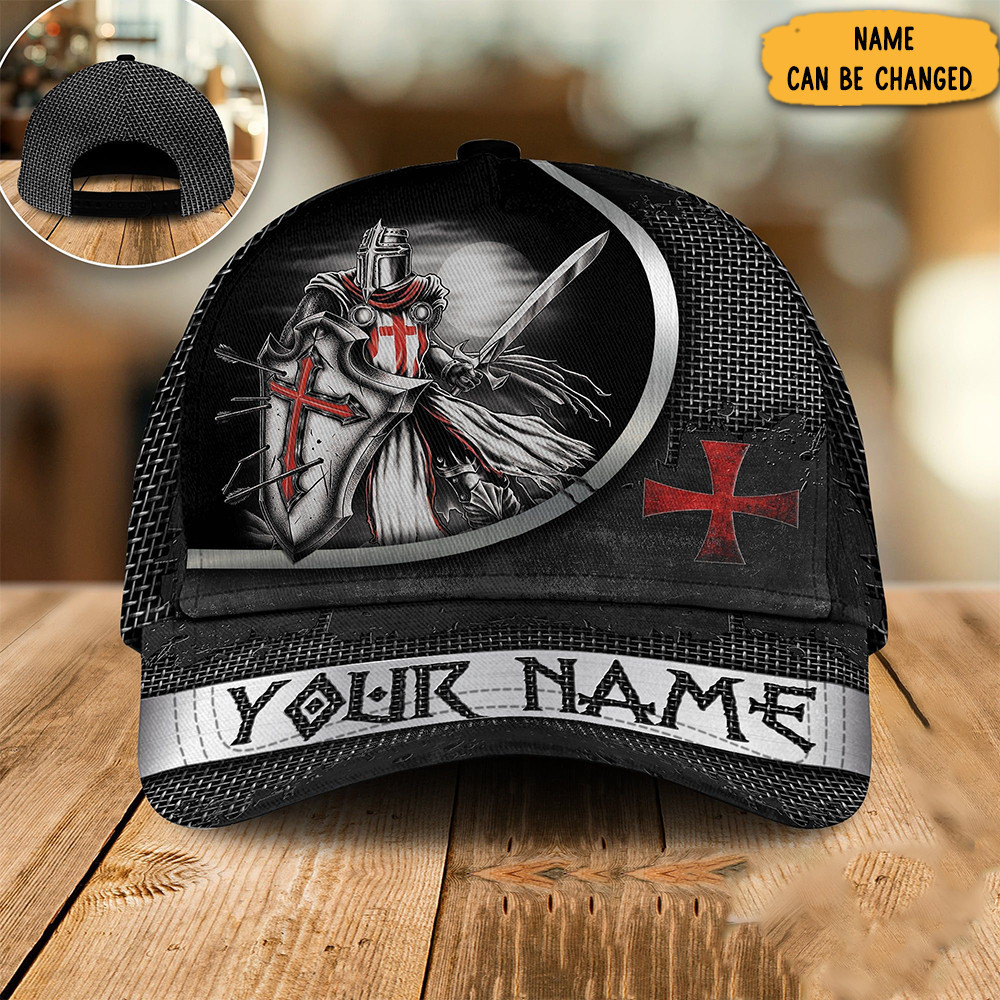 Adeenyc Personalized Knights Templar Warrior Hat Crusader Cross Knights Templar Baseball Cap Trucker Hats Custom Hats Gifts For Men & Women