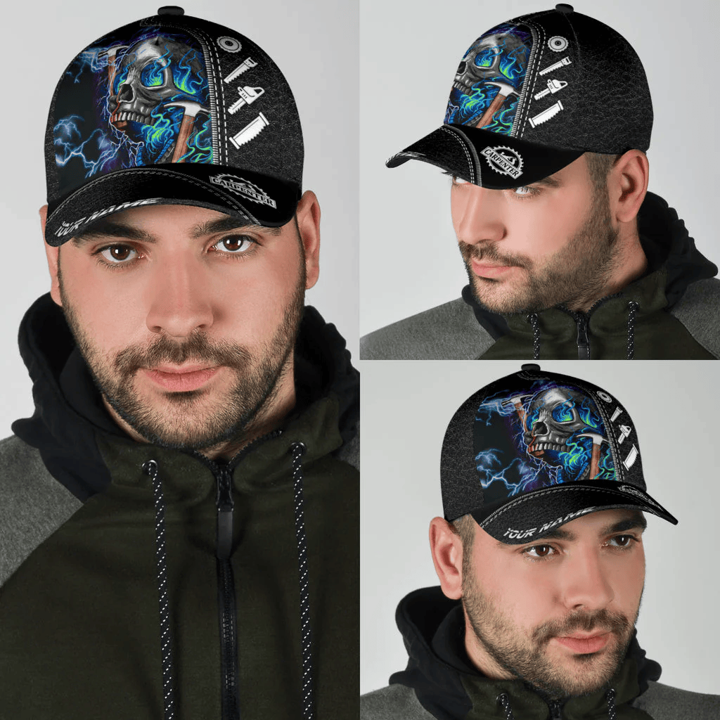 Adeenyc Personalized Name Carpenter Classic Cap Skull Carpenter Baseball Cap Hat Trucker Hats Custom Hats Gifts For Men & Women