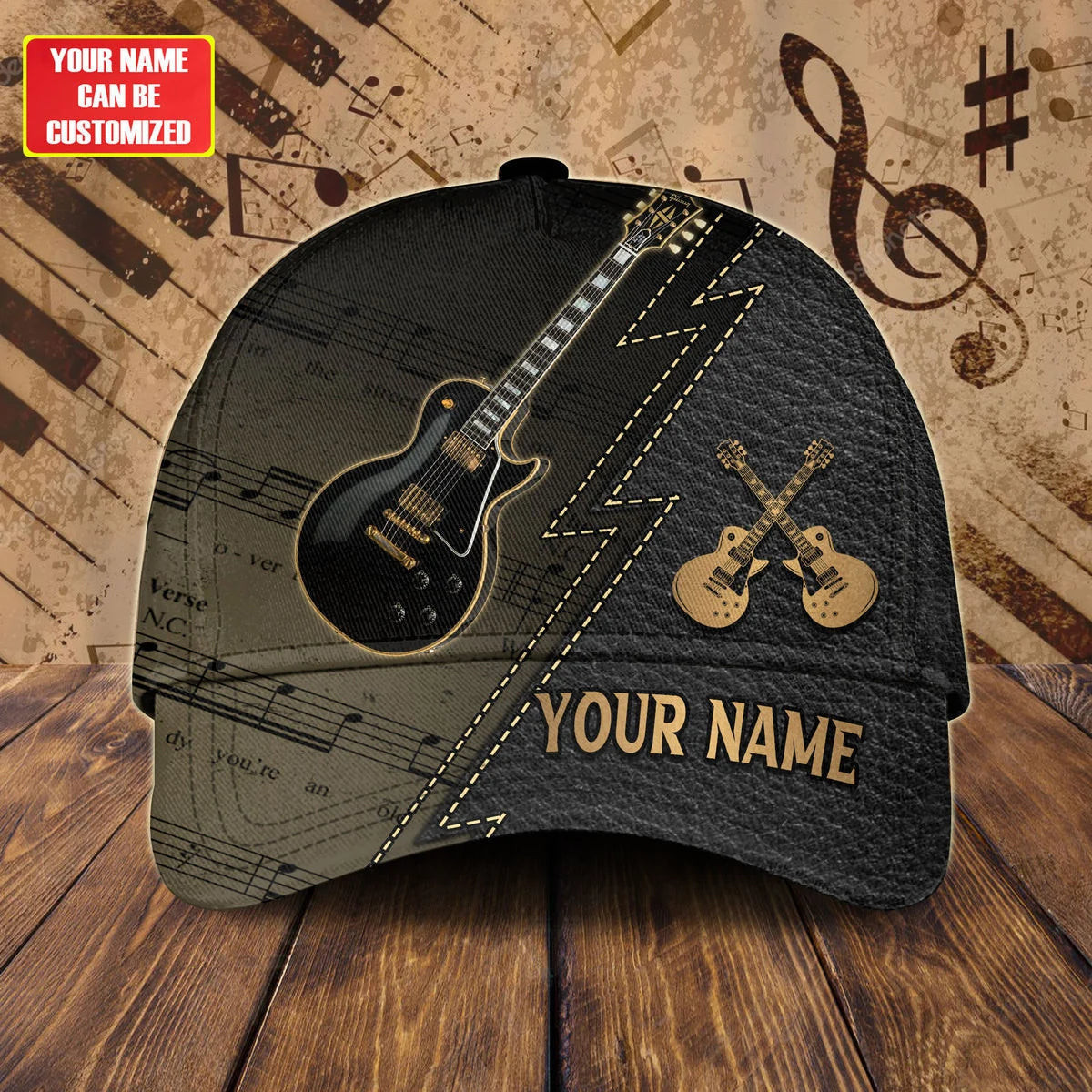 Adeenyc - Personalized Name Custom Name Guitar 12 Classic Cap Baseball Hat Trucker Hats Custom Hats Gifts For Men & Women