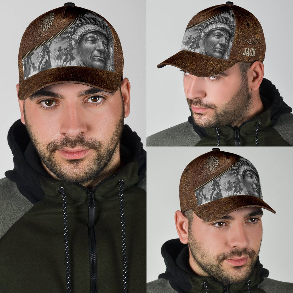 Adeenyc Personalized Name Native American All Over Print Classic Cap Trucker Hats Custom Hats Gifts For Men & Women
