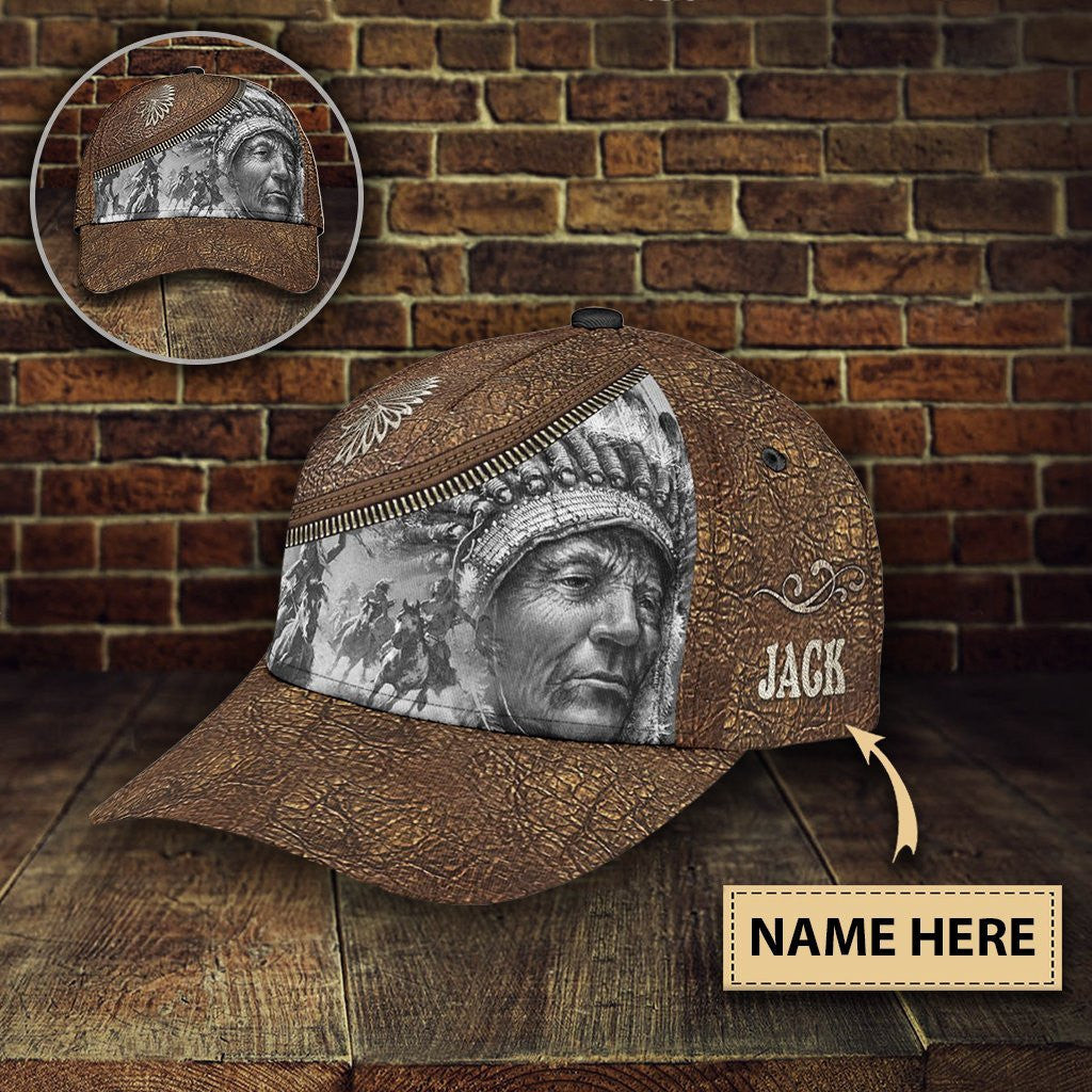 Adeenyc Personalized Name Native American All Over Print Classic Cap Trucker Hats Custom Hats Gifts For Men & Women