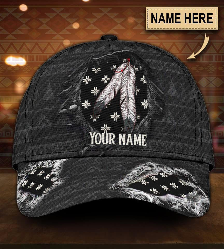 Adeenyc Personalized Name Native American All Over Print Classic Cap Trucker Hats Custom Hats Gifts For Men & Women