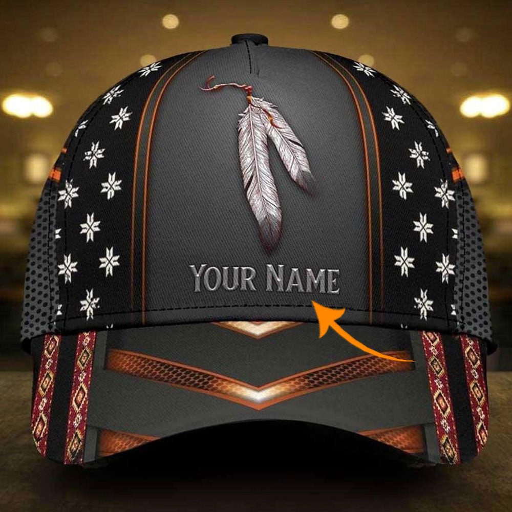 Adeenyc Personalized Name Native American All Over Print Classic Cap Trucker Hats Custom Hats Gifts For Men & Women