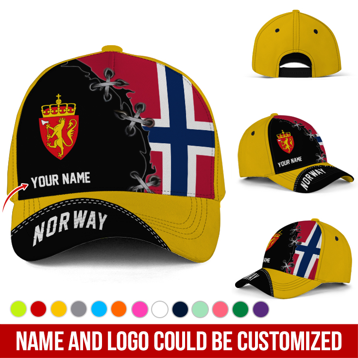 Adeenyc Personalized Name Proud To Be Norway Classic Hat Baseball Cap Trucker Hats Custom Hats Gifts For Men & Women