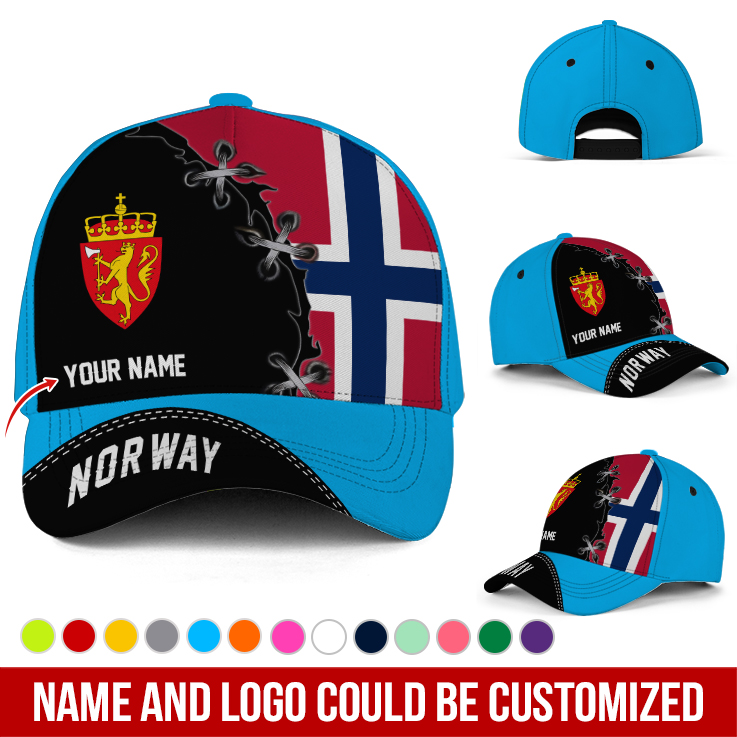 Adeenyc Personalized Name Proud To Be Norway Classic Hat Baseball Cap Trucker Hats Custom Hats Gifts For Men & Women