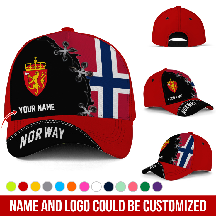 Adeenyc Personalized Name Proud To Be Norway Classic Hat Baseball Cap Trucker Hats Custom Hats Gifts For Men & Women