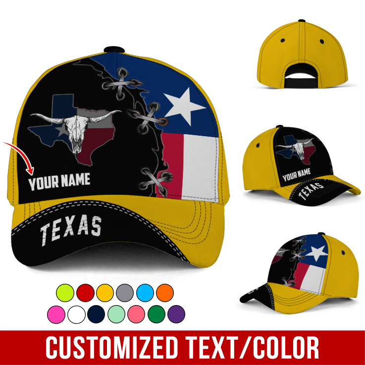 Adeenyc Personalized Name Proud To Be Texas Classic Hat Baseball Cap Trucker Hats Custom Hats Gifts For Men & Women