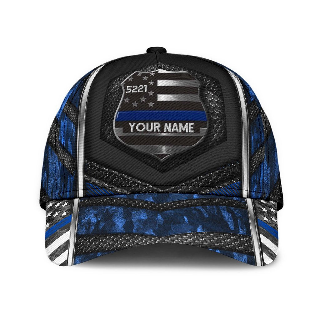 Adeenyc Personalized Police Proudly Served All Over Print Classic Cap Trucker Hats Custom Hats Gifts For Men & Women