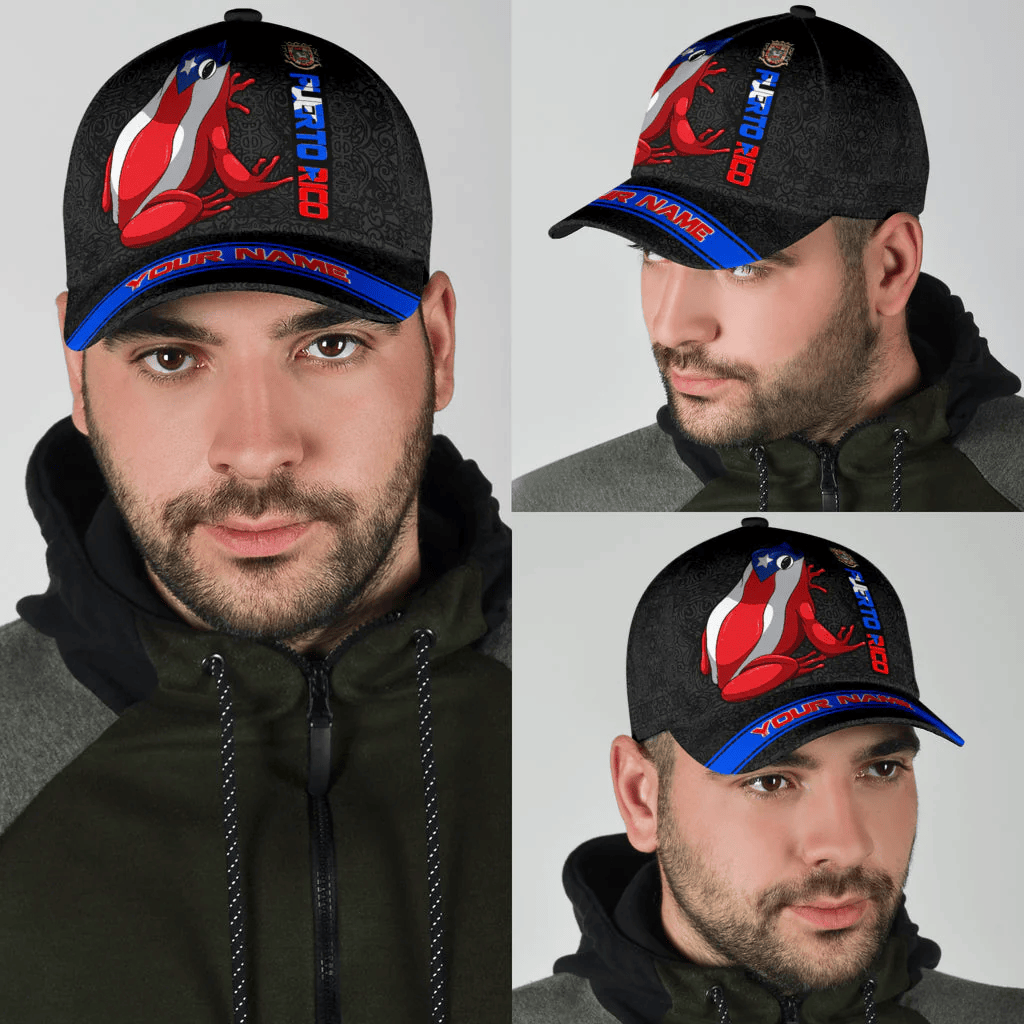 Adeenyc Personalized Puerto Rico Coqui Frog All Printed Classic Cap, Unisex Cap Hat For Puerto Rican Trucker Hats Custom Hats Gifts For Men & Women