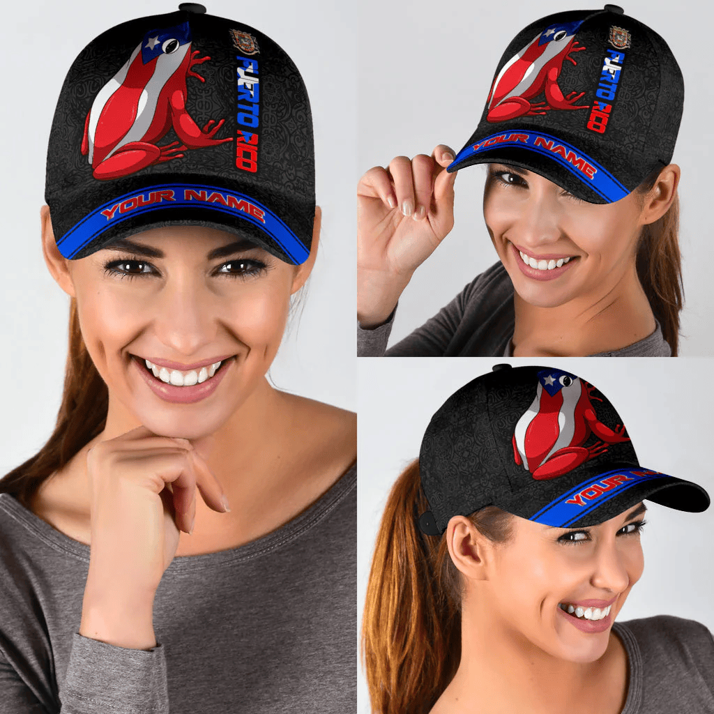 Adeenyc Personalized Puerto Rico Coqui Frog All Printed Classic Cap, Unisex Cap Hat For Puerto Rican Trucker Hats Custom Hats Gifts For Men & Women