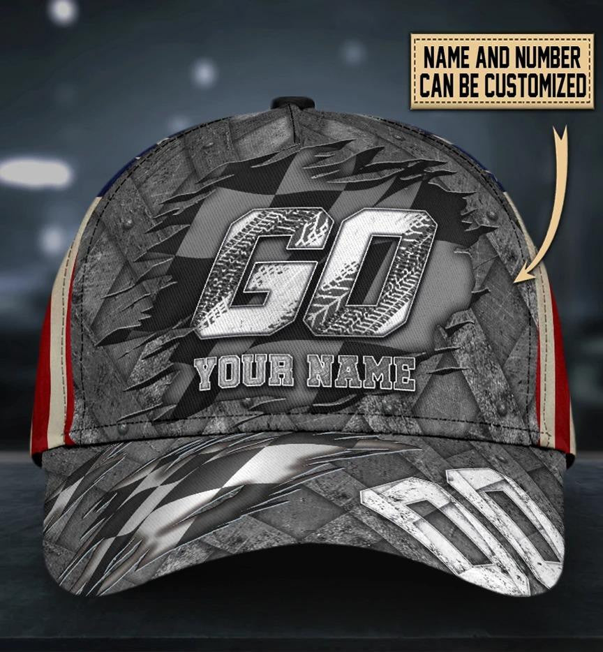 Adeenyc Personalized Racing Go All Over Print Classic Cap Personalized Name Trucker Hats Custom Hats Gifts For Men & Women