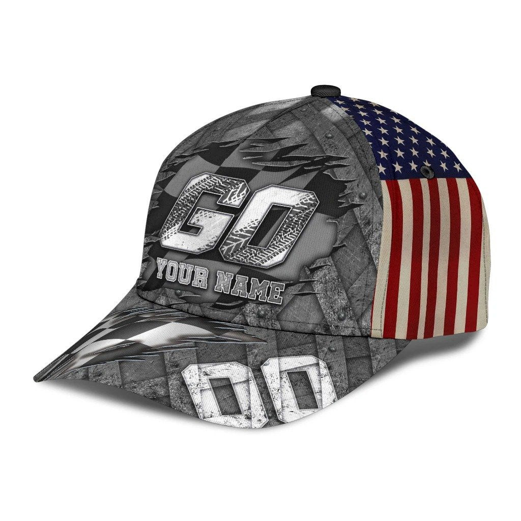 Adeenyc Personalized Racing Go All Over Print Classic Cap Personalized Name Trucker Hats Custom Hats Gifts For Men & Women