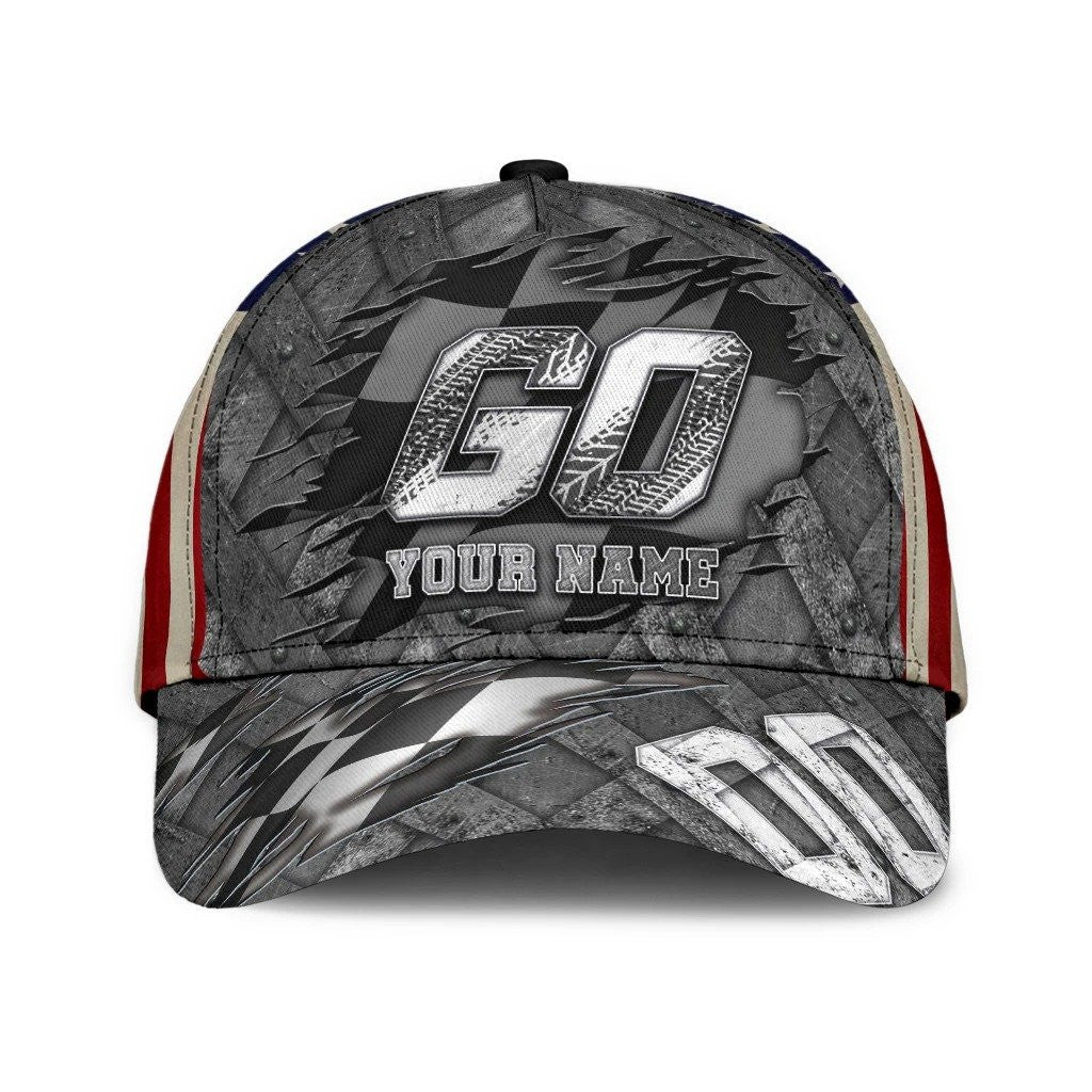 Adeenyc Personalized Racing Go All Over Print Classic Cap Personalized Name Trucker Hats Custom Hats Gifts For Men & Women