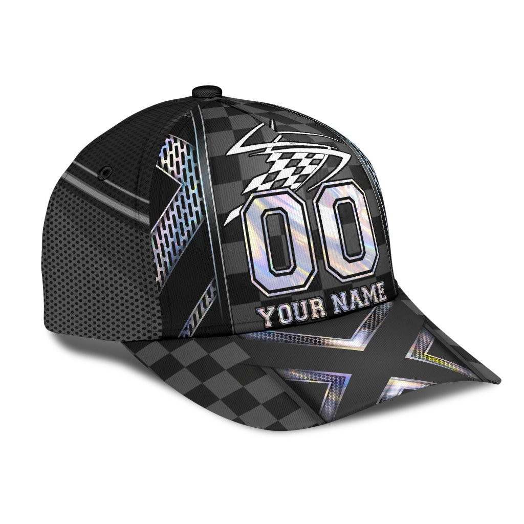 Adeenyc Personalized Racing Hologram All Over Print Classic Cap Personalized Name Trucker Hats Custom Hats Gifts For Men & Women