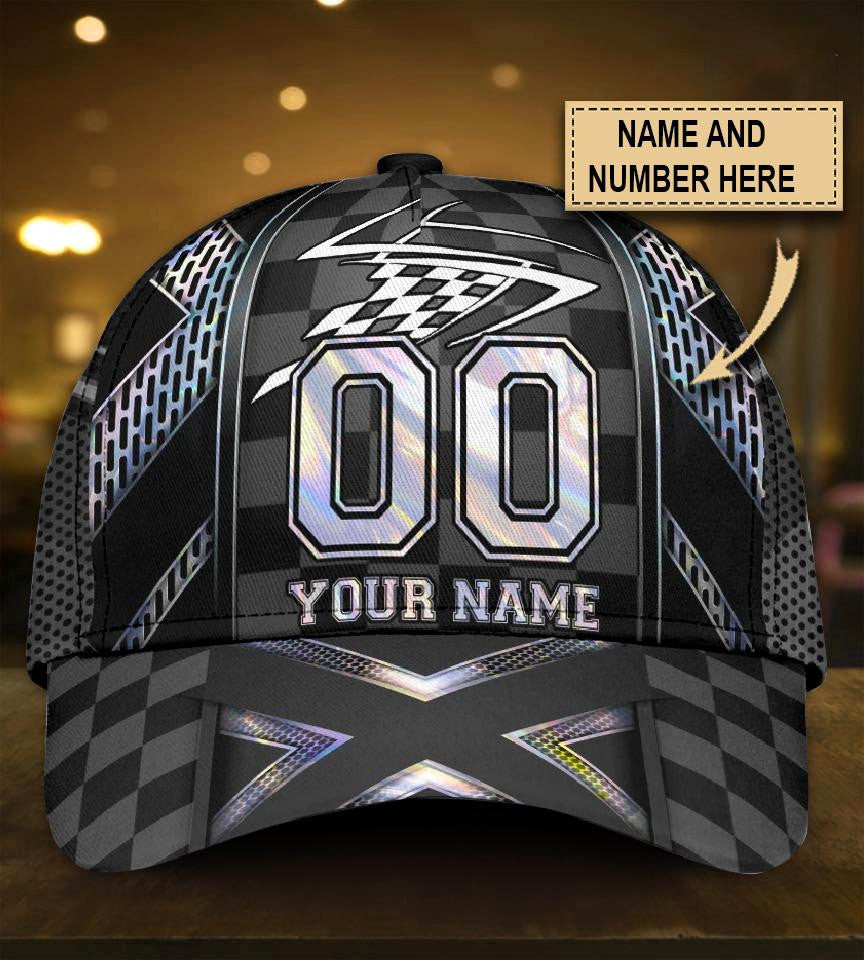 Adeenyc Personalized Racing Hologram All Over Print Classic Cap Personalized Name Trucker Hats Custom Hats Gifts For Men & Women