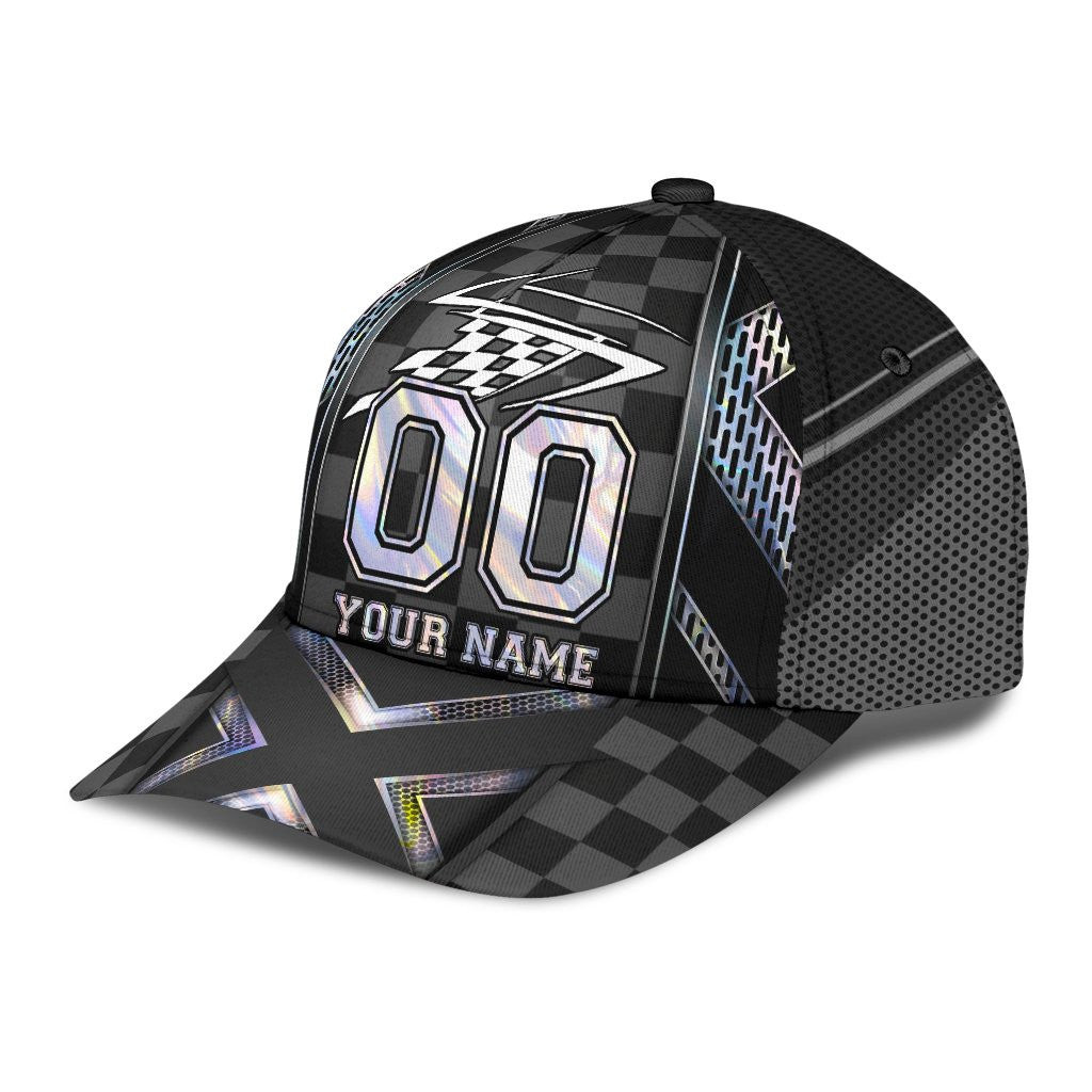 Adeenyc Personalized Racing Hologram All Over Print Classic Cap Personalized Name Trucker Hats Custom Hats Gifts For Men & Women