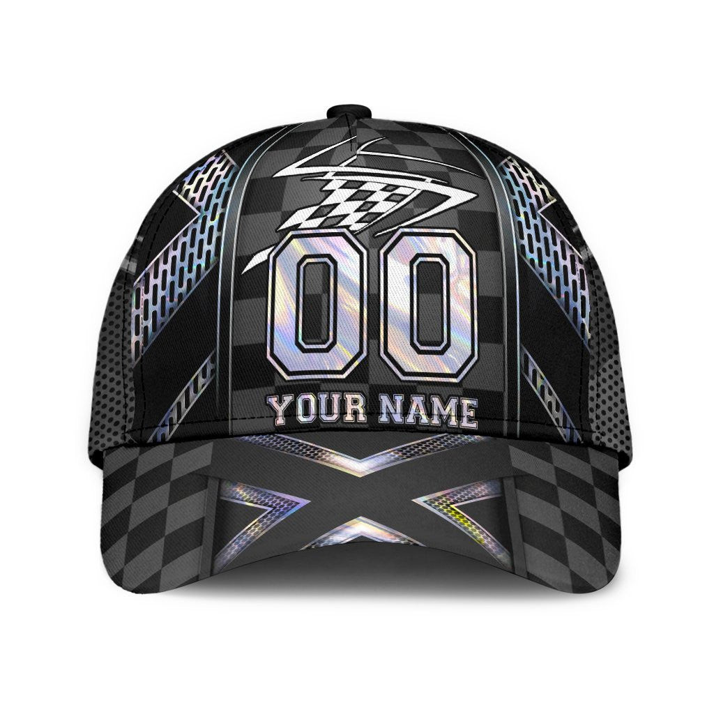 Adeenyc Personalized Racing Hologram All Over Print Classic Cap Personalized Name Trucker Hats Custom Hats Gifts For Men & Women