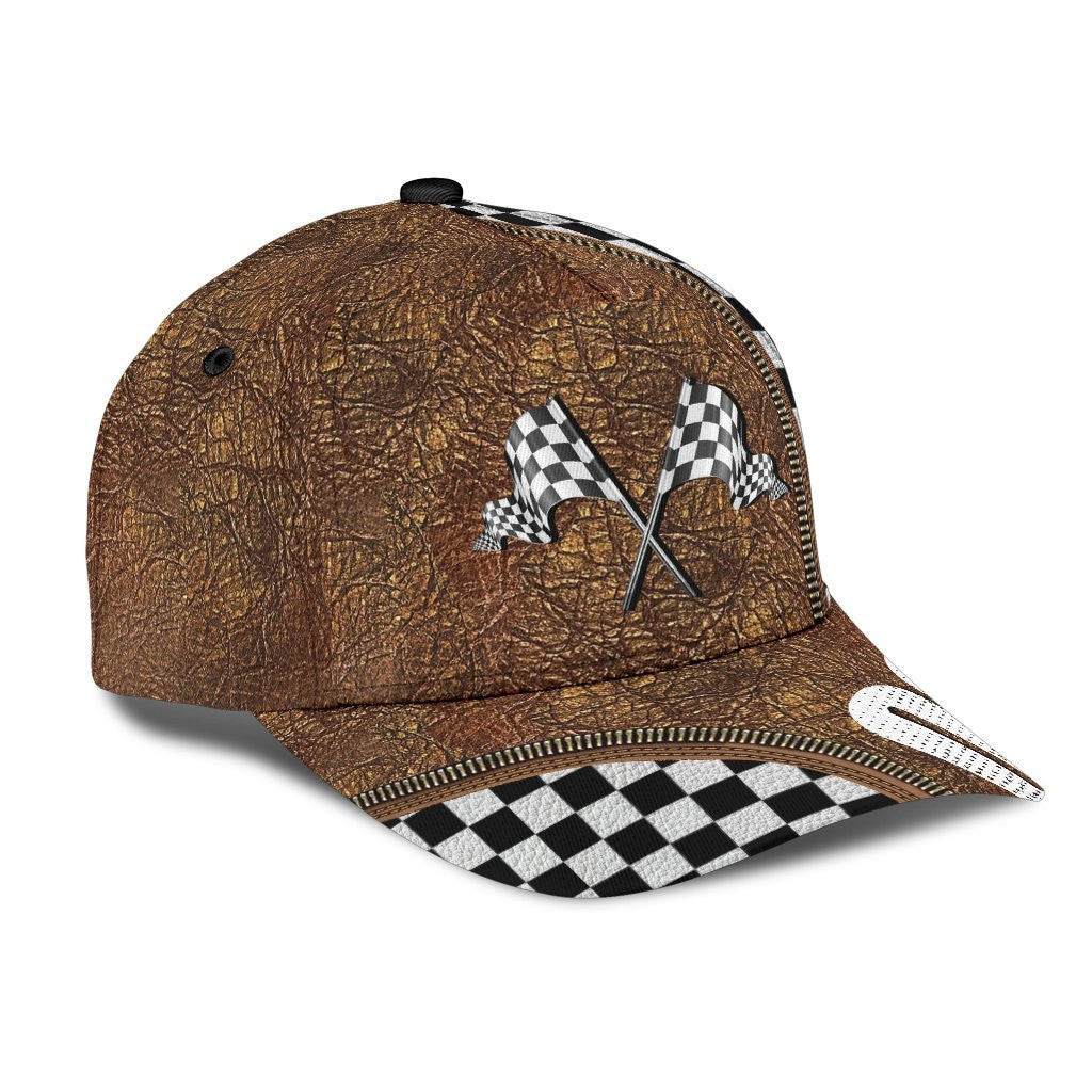 Adeenyc Personalized Racing Leather Pattern All Over Print Classic Cap Personalized Number Trucker Hats Custom Hats Gifts For Men & Women