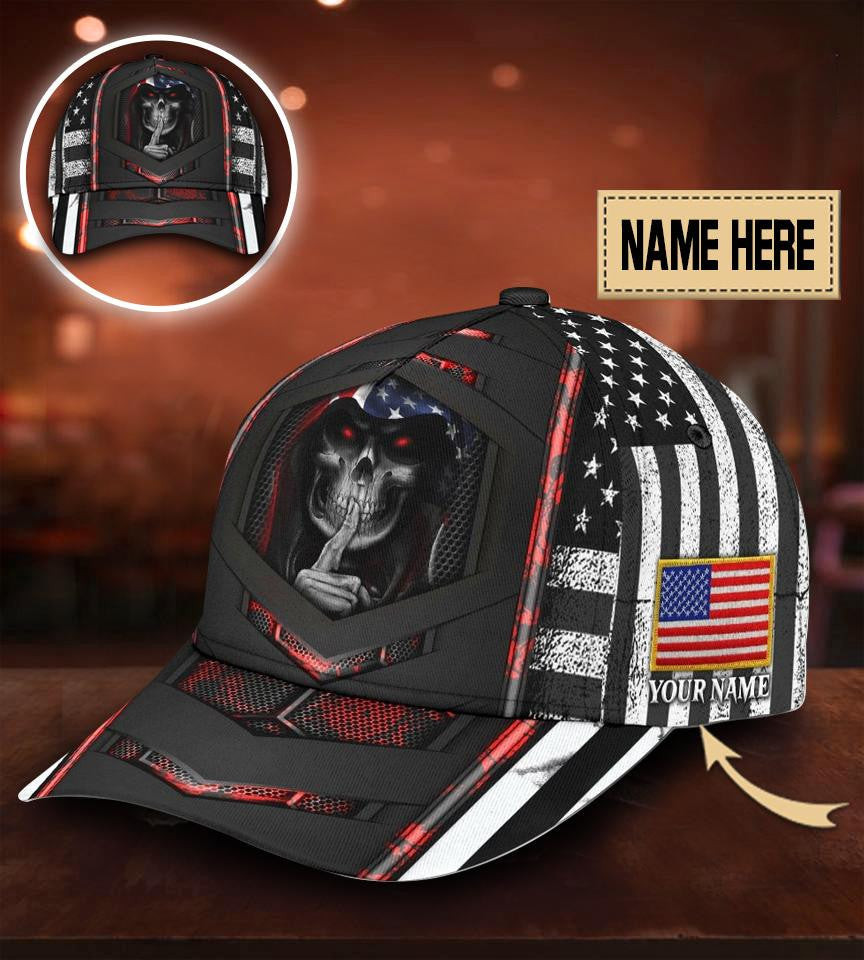 Adeenyc Personalized Skull Carbon Pattern Classic Cap Personalized Name Trucker Hats Custom Hats Gifts For Men & Women