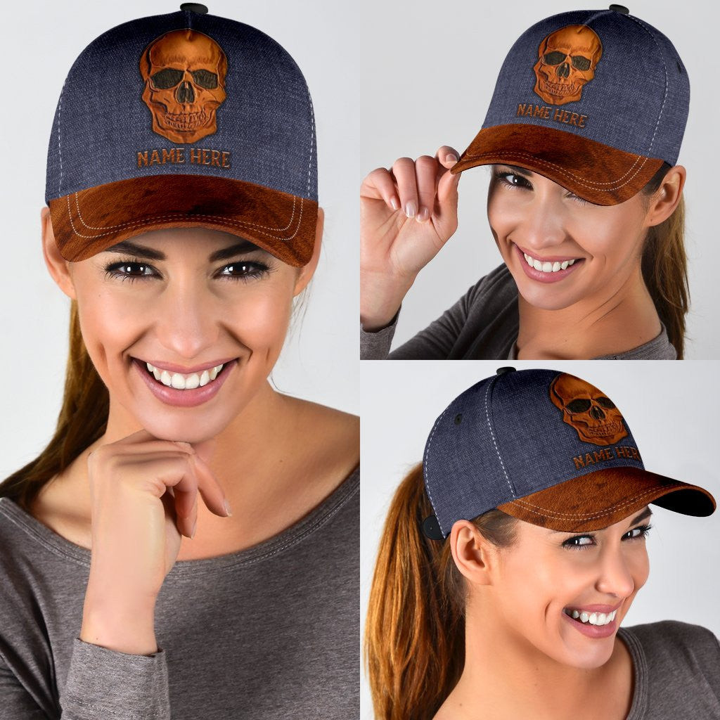 Adeenyc Personalized Skull Jean Pattern Classic Cap Trucker Hats Custom Hats Gifts For Men & Women