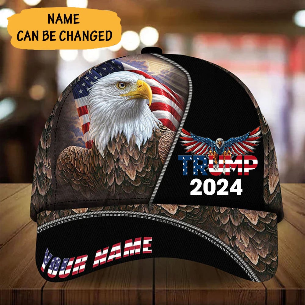 Adeenyc Personalized Trump 2024 Hat American Eagle MAGA Hat For Sale Gifts For Trump Lovers Trucker Hats Custom Hats Gifts For Men & Women