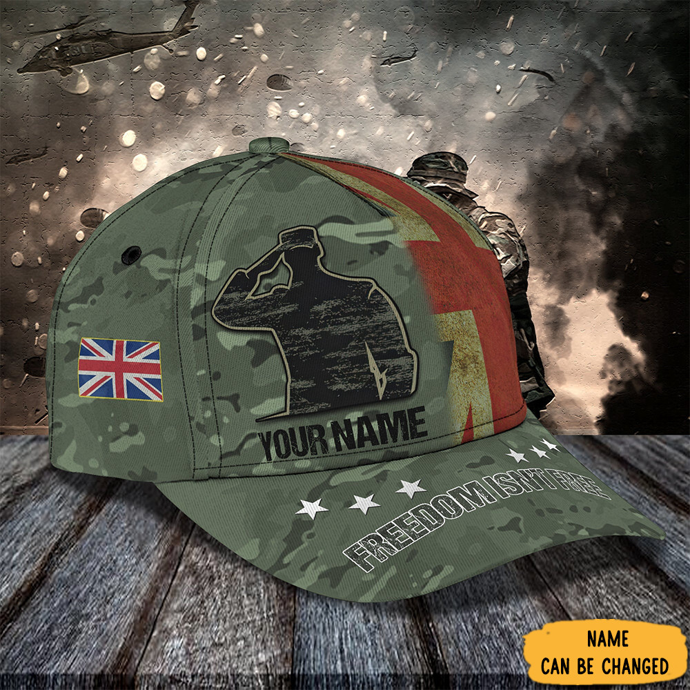 Adeenyc Personalized Uk Veteran Freedom Is Not Free Hat British Army Veteran Baseball Cap Trucker Hats Custom Hats Gifts For Men & Women