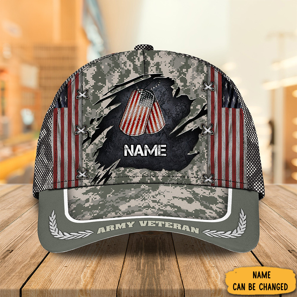 Adeenyc Personalized US Army Veteran Camo Hat American Flag Unique Best Gift For Army Veteran Trucker Hats Custom Hats Gifts For Men & Women