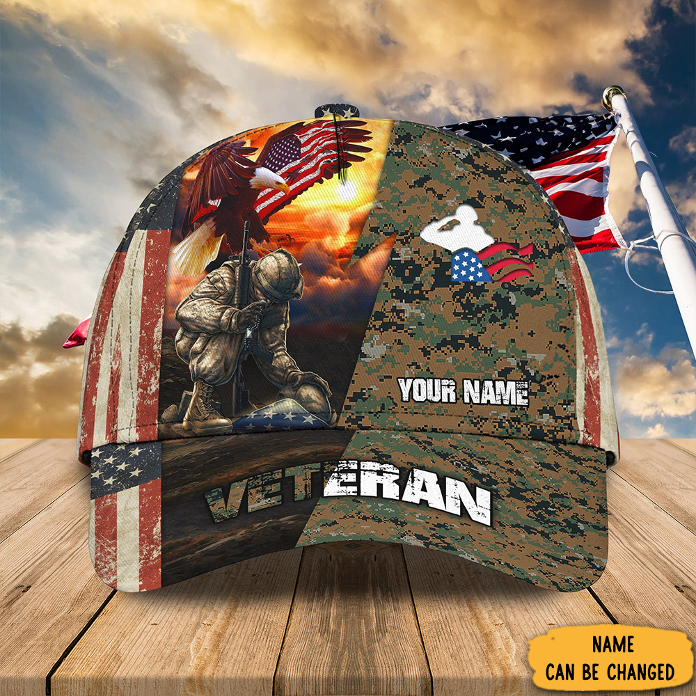 Adeenyc Personalized US Eagle Veteran Hat Veteran Day 2023 Camo Hats Gifts For Military Trucker Hats Custom Hats Gifts For Men & Women