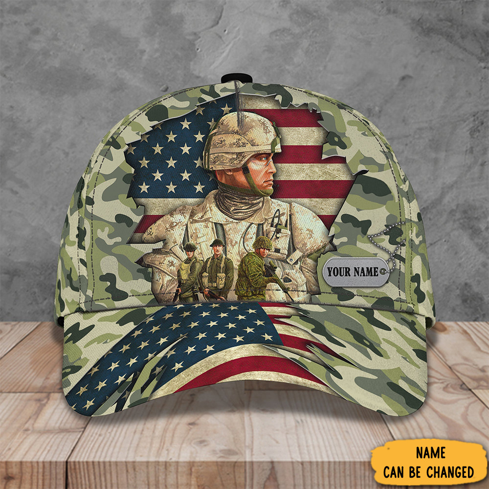 Adeenyc Personalized Veteran Camo Hat American Flag Veteran Baseball Cap Patriotic Gifts Trucker Hats Custom Hats Gifts For Men & Women