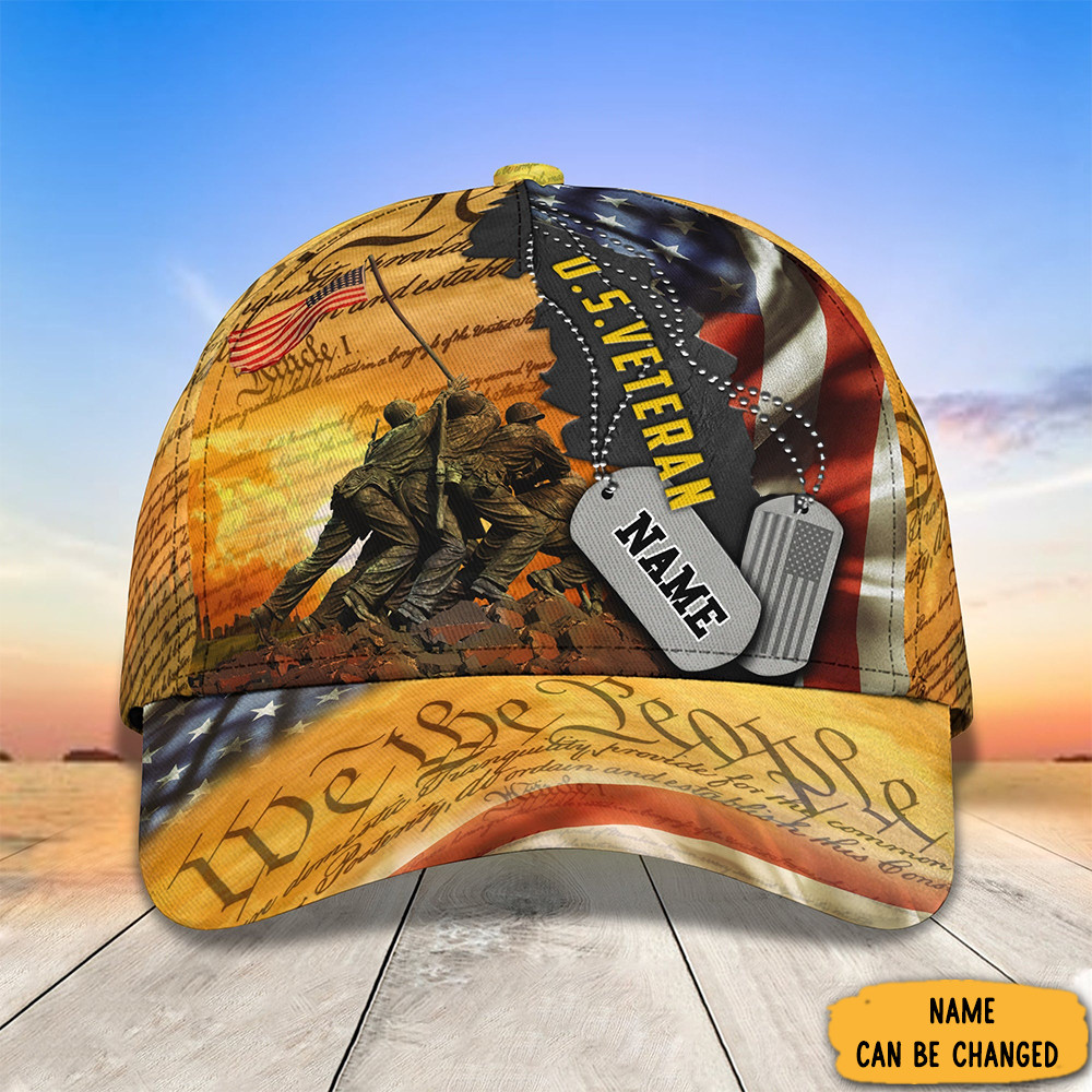 Adeenyc Personalized We The People Veteran Hat Raising Flag On Iwo Jima Happy Veterans Day Gift Trucker Hats Custom Hats Gifts For Men & Women