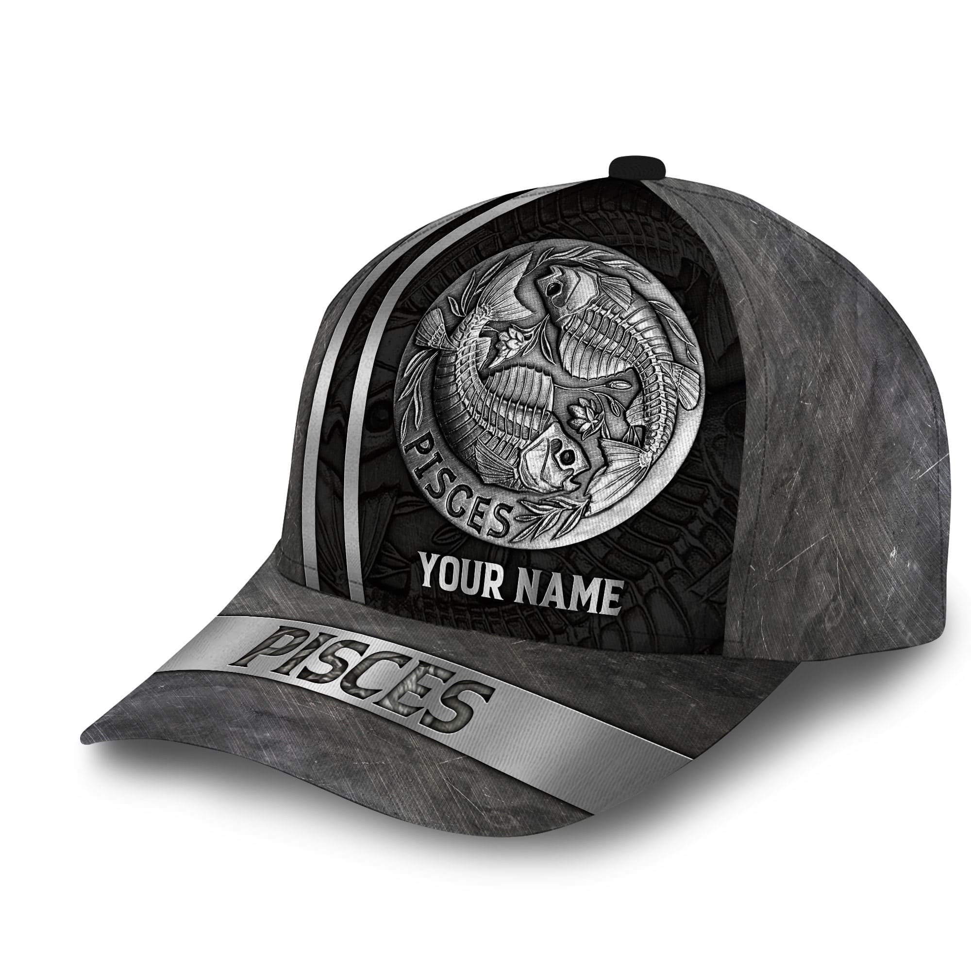 Adeenyc - Premium Unique Cap Skull Zodiac Personalized Name Custom Name Full Printed 3D Hat Trucker Hats Custom Hats Gifts For Men & Women