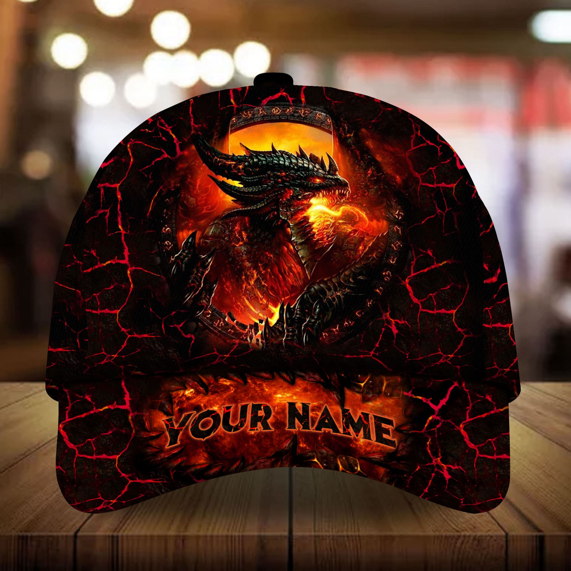 Adeenyc - Premium Unique Lava Dragon Personalized Name Custom Name Cap 3D Multicolor Personalized Name Custom Name Trucker Hats Custom Hats Gifts For Men & Women