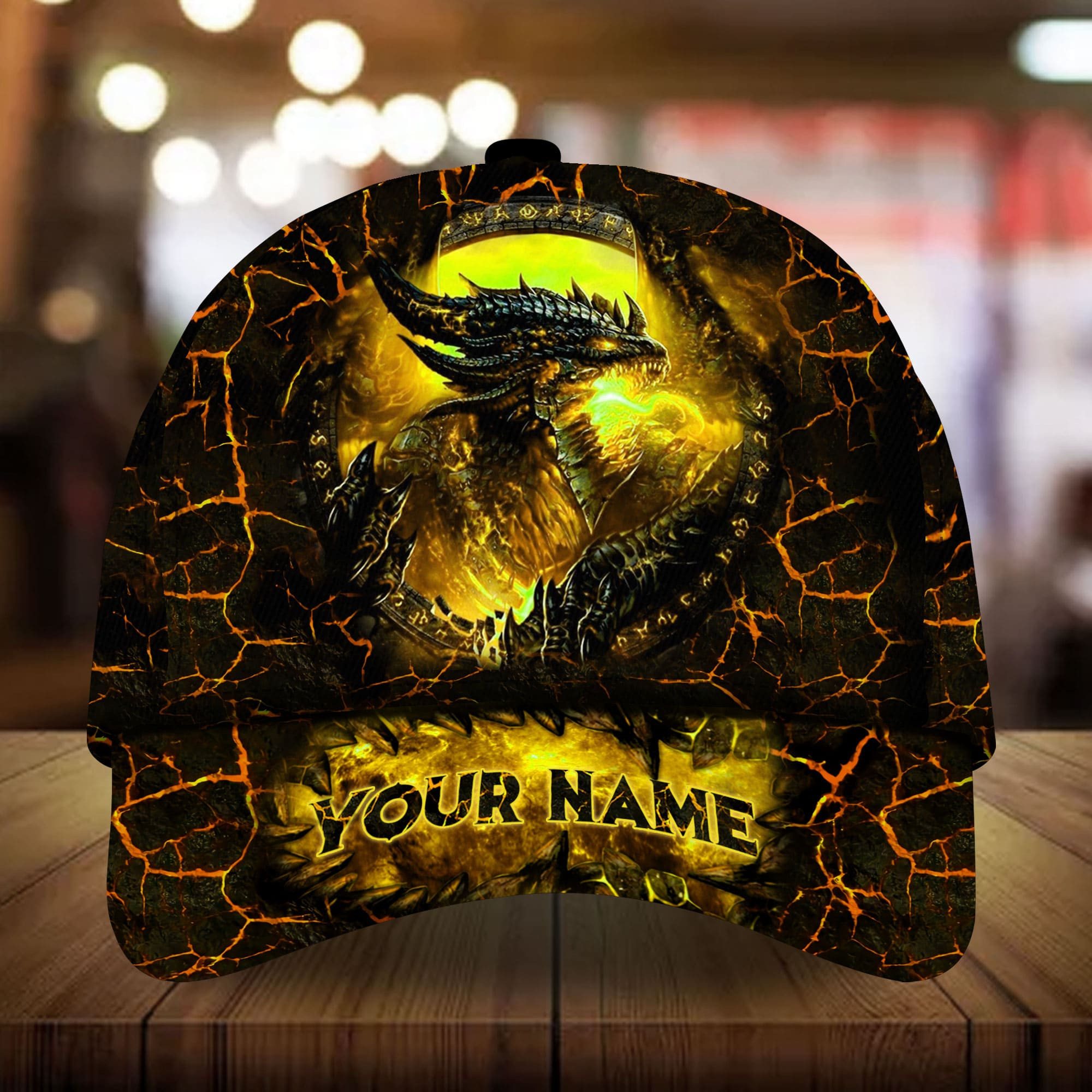 Adeenyc - Premium Unique Lava Dragon Personalized Name Custom Name Cap 3D Multicolor Personalized Name Custom Name Trucker Hats Custom Hats Gifts For Men & Women