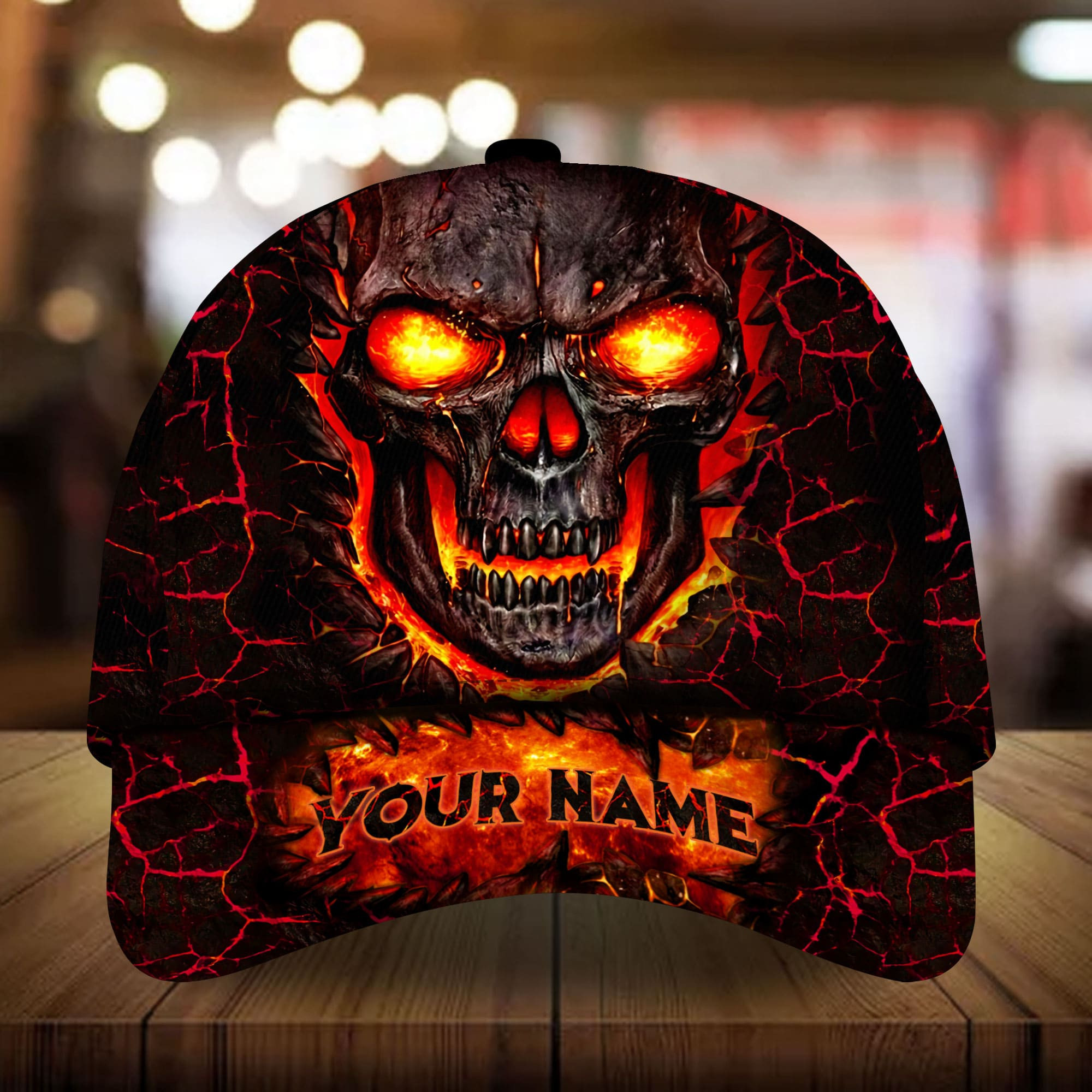 Adeenyc - Premium Unique Lava Skull Personalized Name Custom Name Cap 3D Multicolor Personalized Name Custom Name Trucker Hats Custom Hats Gifts For Men & Women
