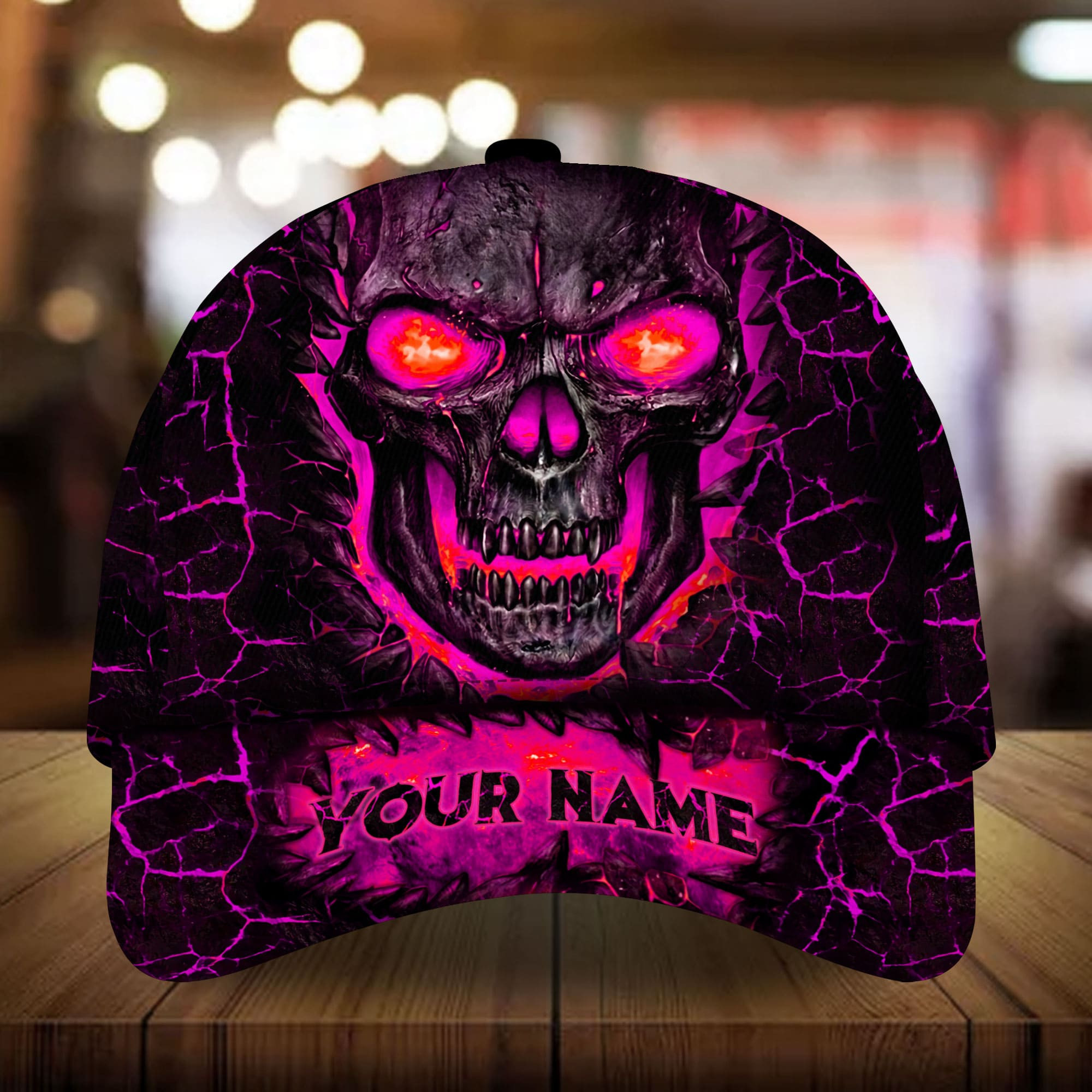 Adeenyc - Premium Unique Lava Skull Personalized Name Custom Name Cap 3D Multicolor Personalized Name Custom Name Trucker Hats Custom Hats Gifts For Men & Women