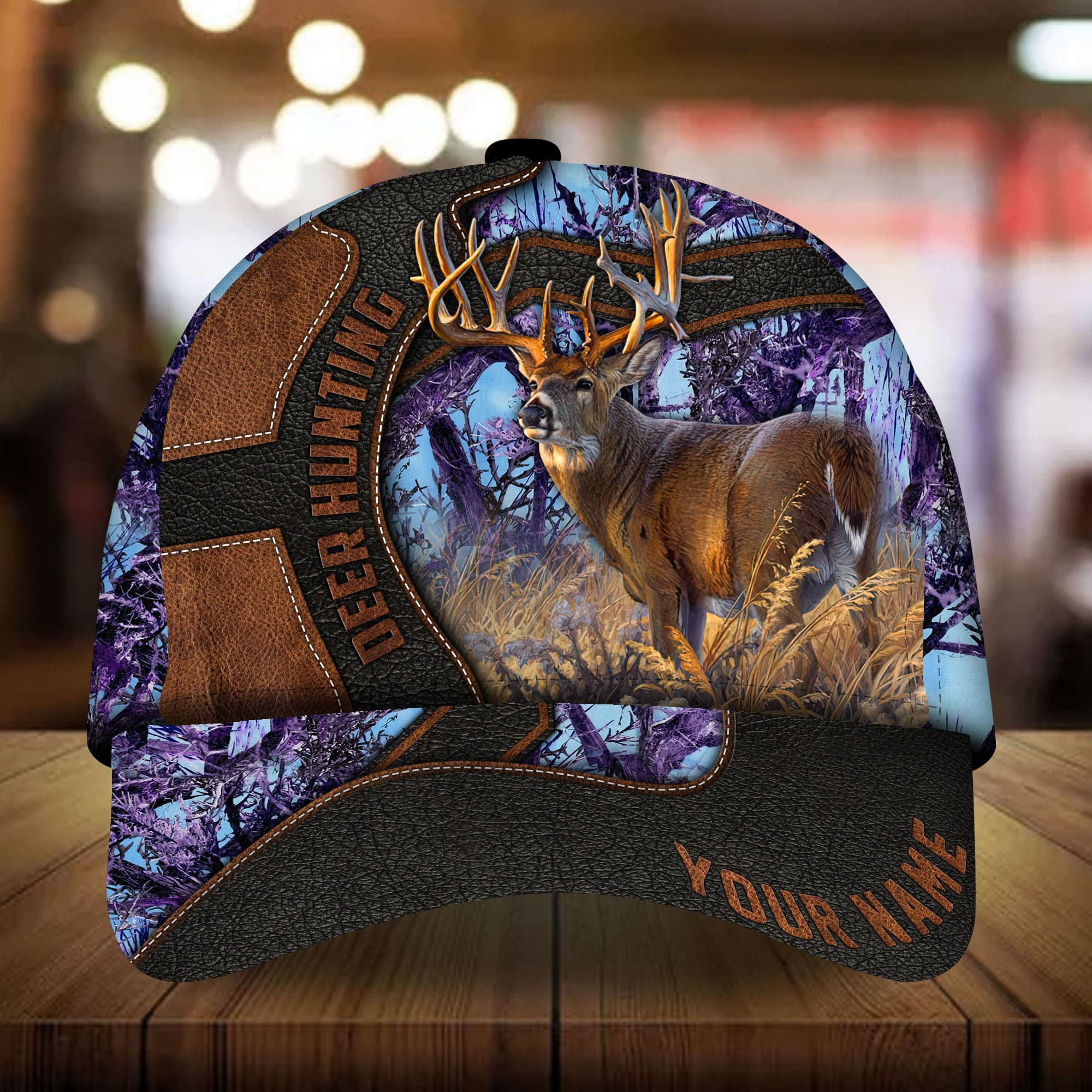 Adeenyc - Premium Unique Leather Deer Hunting 3D Hats For Lover Multicolor Personalized Name Custom Name Trucker Hats Custom Hats Gifts For Men & Women