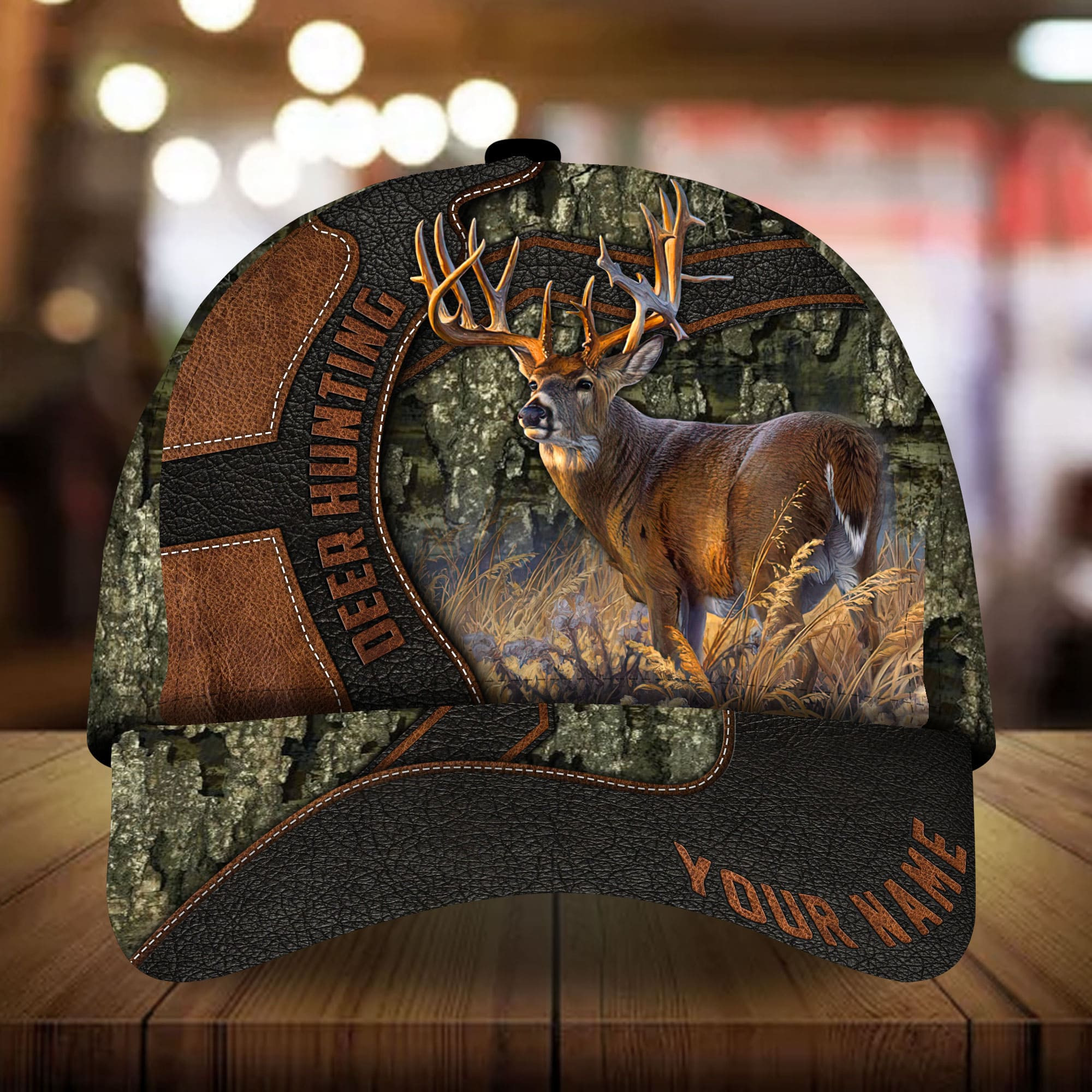 Adeenyc - Premium Unique Leather Deer Hunting 3D Hats For Lover Multicolor Personalized Name Custom Name Trucker Hats Custom Hats Gifts For Men & Women