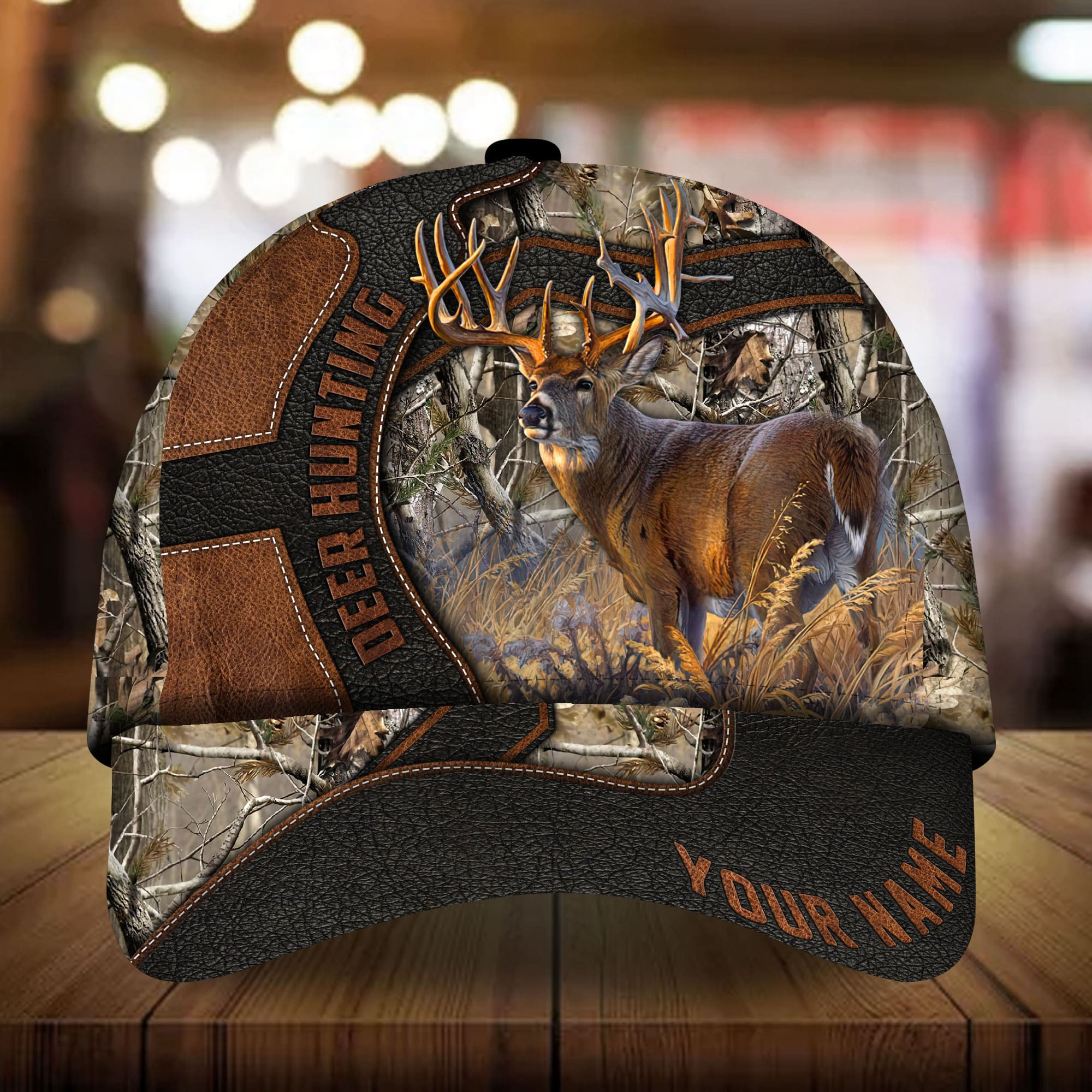 Adeenyc - Premium Unique Leather Deer Hunting 3D Hats For Lover Multicolor Personalized Name Custom Name Trucker Hats Custom Hats Gifts For Men & Women