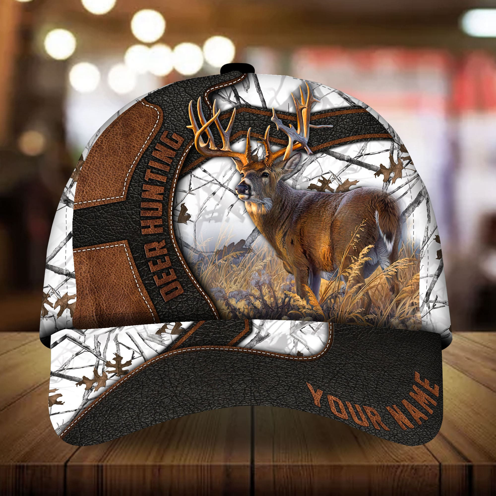 Adeenyc - Premium Unique Leather Deer Hunting 3D Hats For Lover Multicolor Personalized Name Custom Name Trucker Hats Custom Hats Gifts For Men & Women